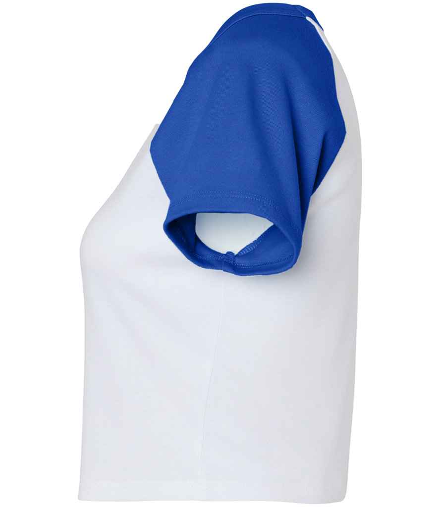 Bella Ladies Micro Rib Raglan Baby T-Shirt | White/Royal Blue