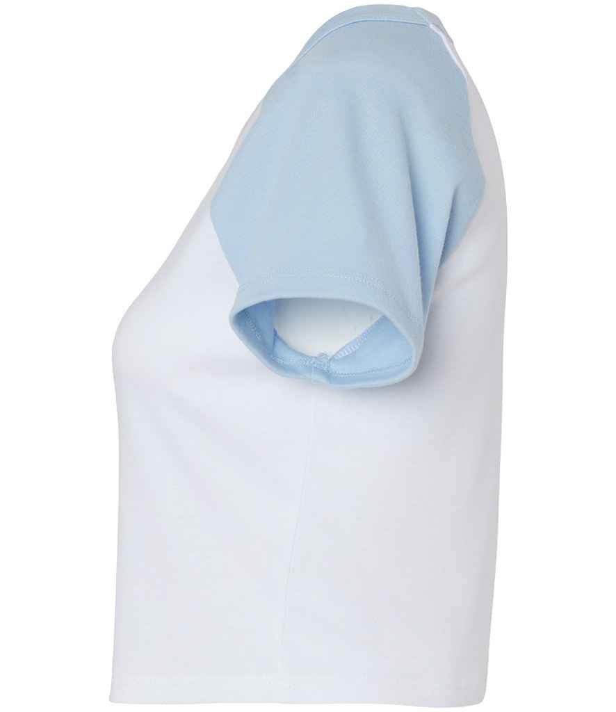 Bella Ladies Micro Rib Raglan Baby T-Shirt | White/Baby Blue