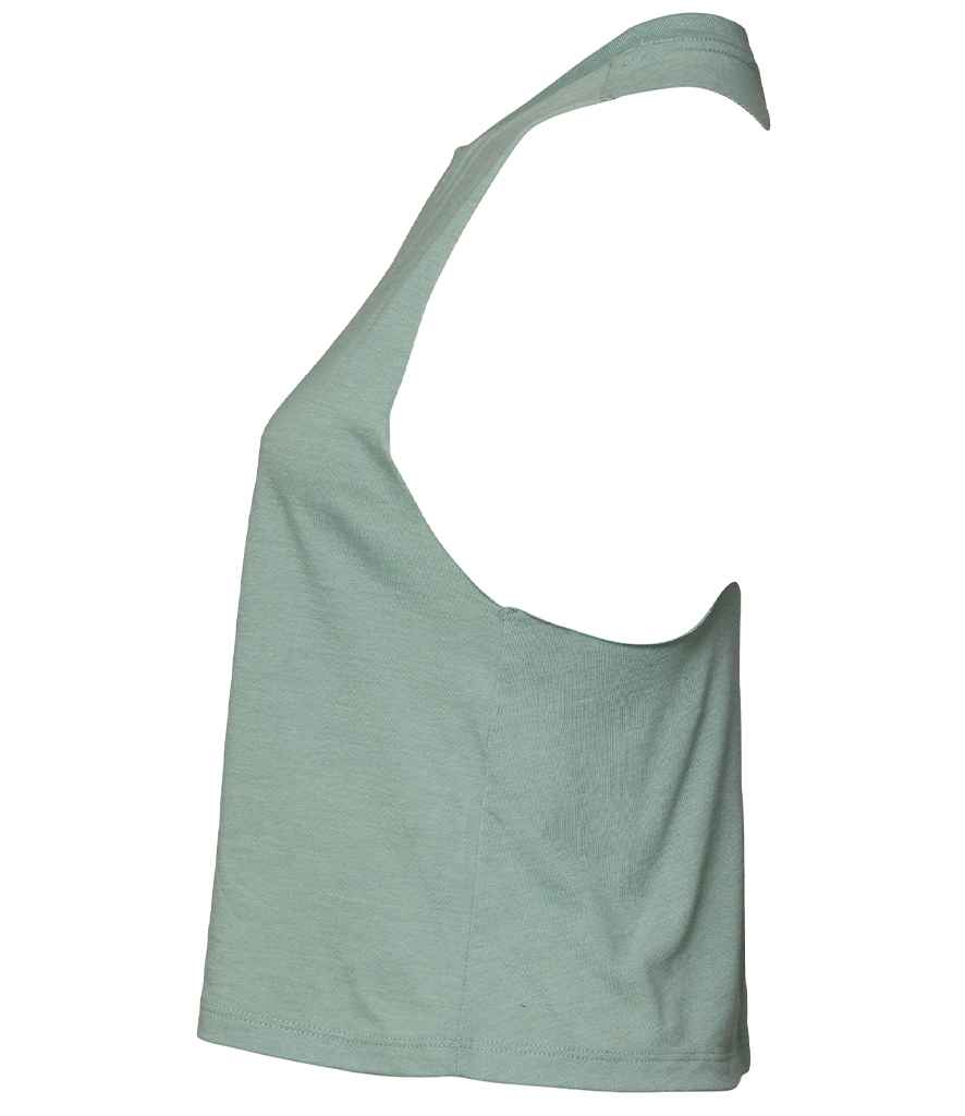 Bella Ladies Racer Back Cropped Tank Top | Heather Dusty Blue