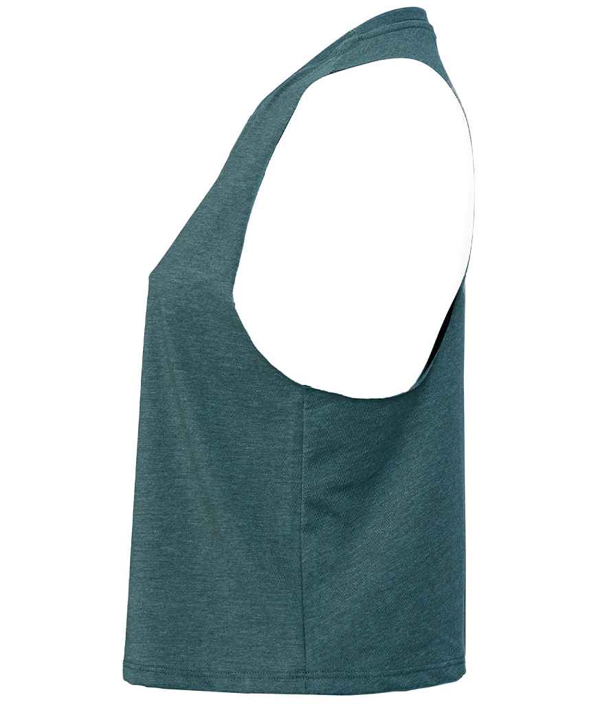 Bella Ladies Racer Back Cropped Tank Top | Heather Deep Teal