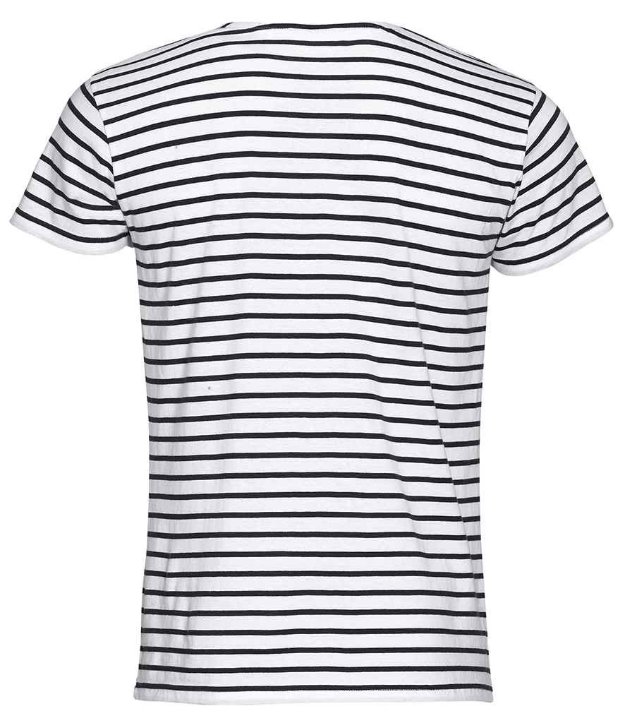 SOL'S Miles Striped T-Shirt | White/Navy