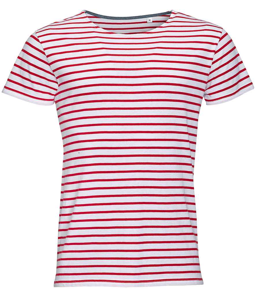 SOL'S Miles Striped T-Shirt | White/Red