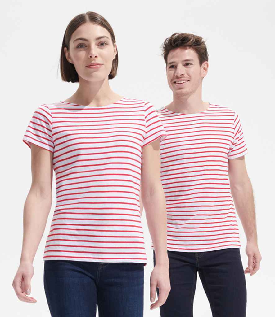 SOL'S Miles Striped T-Shirt | White/Red