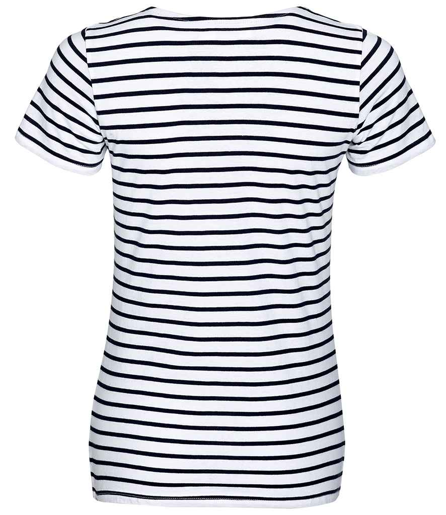 SOL'S Ladies Miles Striped T-Shirt | White/Navy