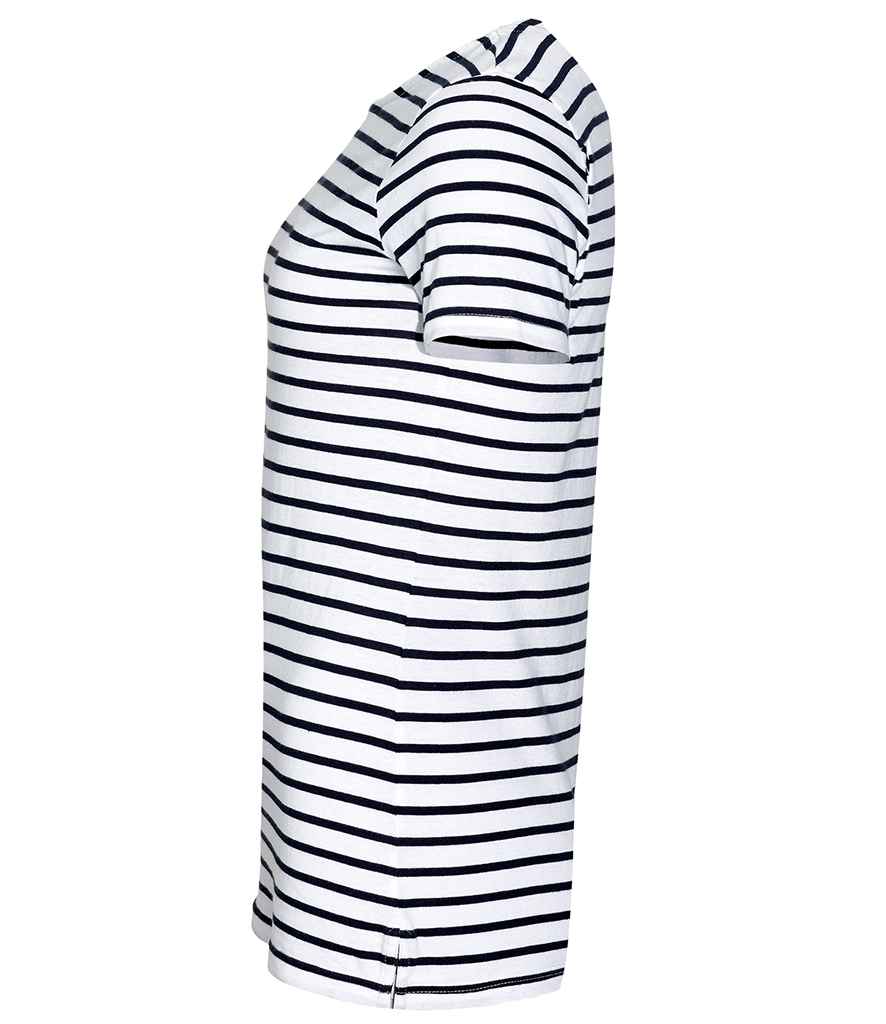 SOL'S Ladies Miles Striped T-Shirt | White/Navy