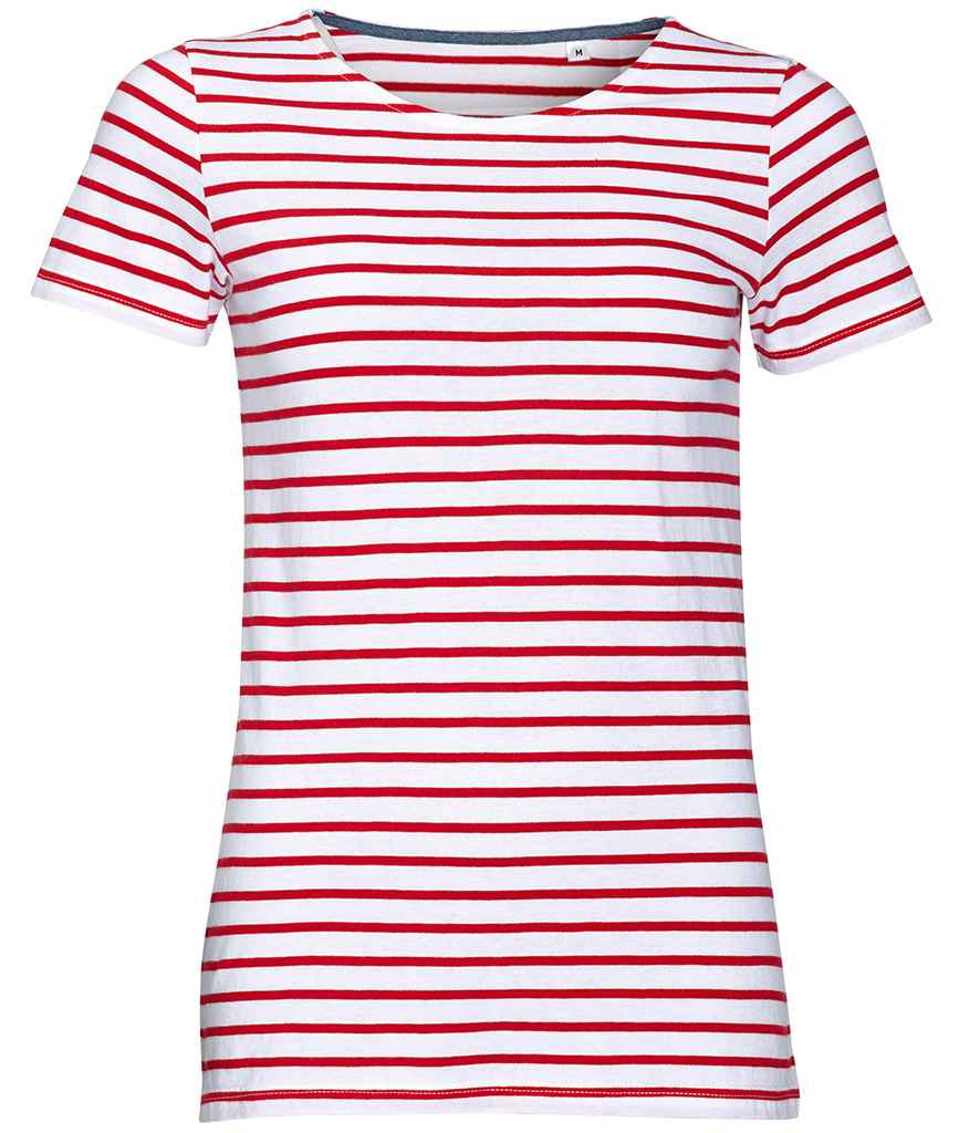 SOL'S Ladies Miles Striped T-Shirt | White/Red