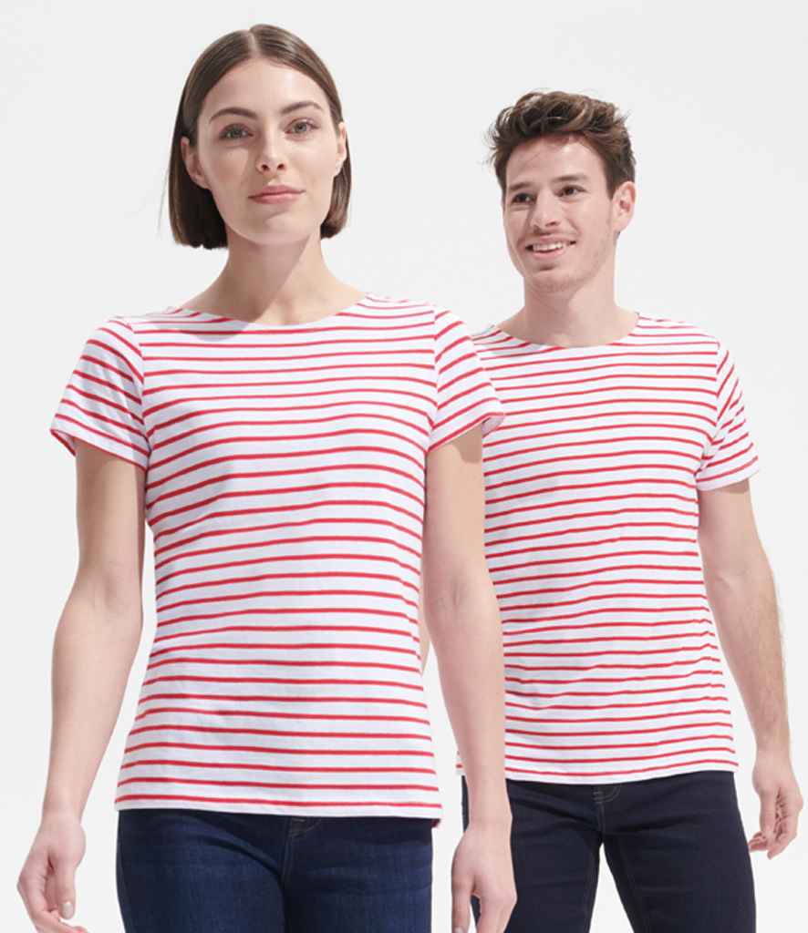 SOL'S Ladies Miles Striped T-Shirt | White/Red