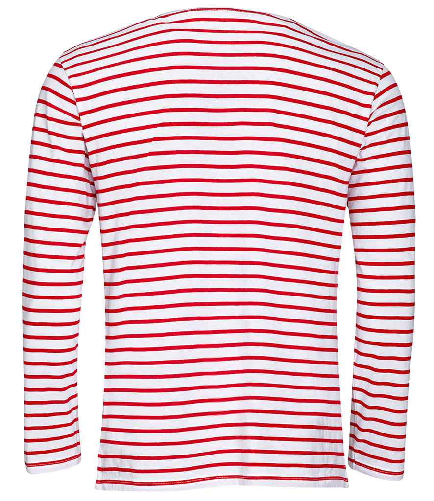 SOL'S Marine Long Sleeve Striped T-Shirt | White/Red