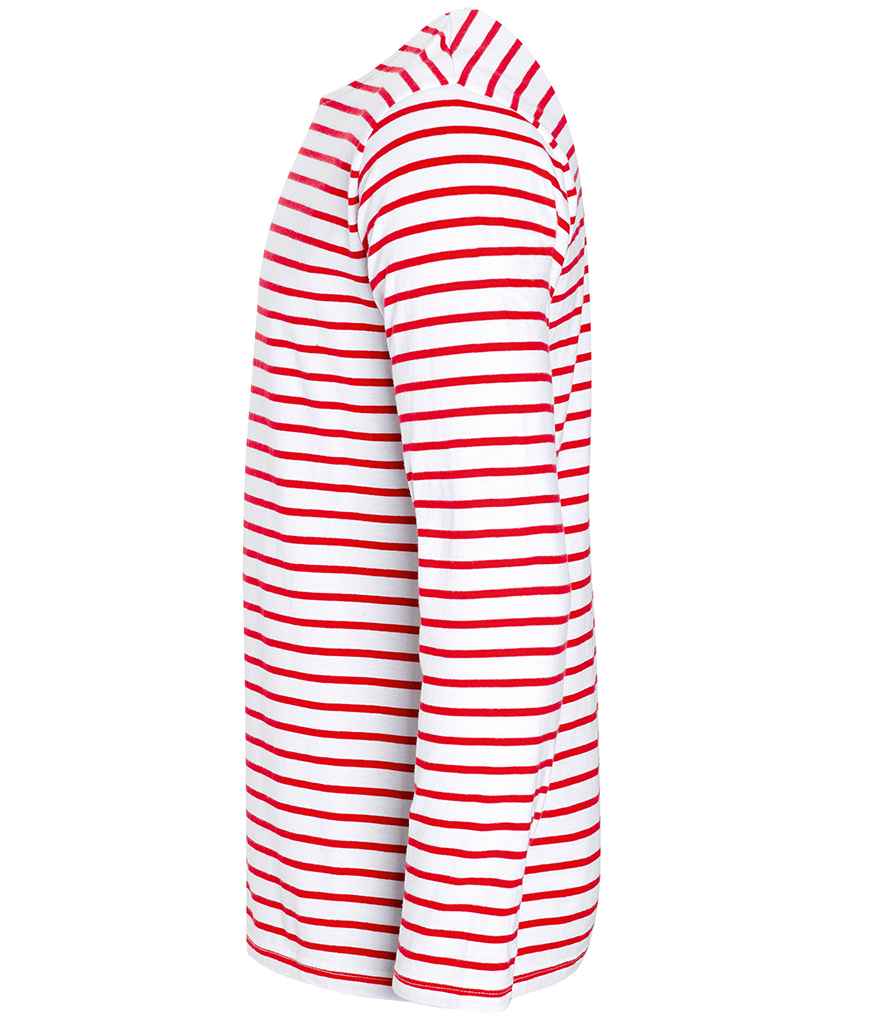 SOL'S Marine Long Sleeve Striped T-Shirt | White/Red