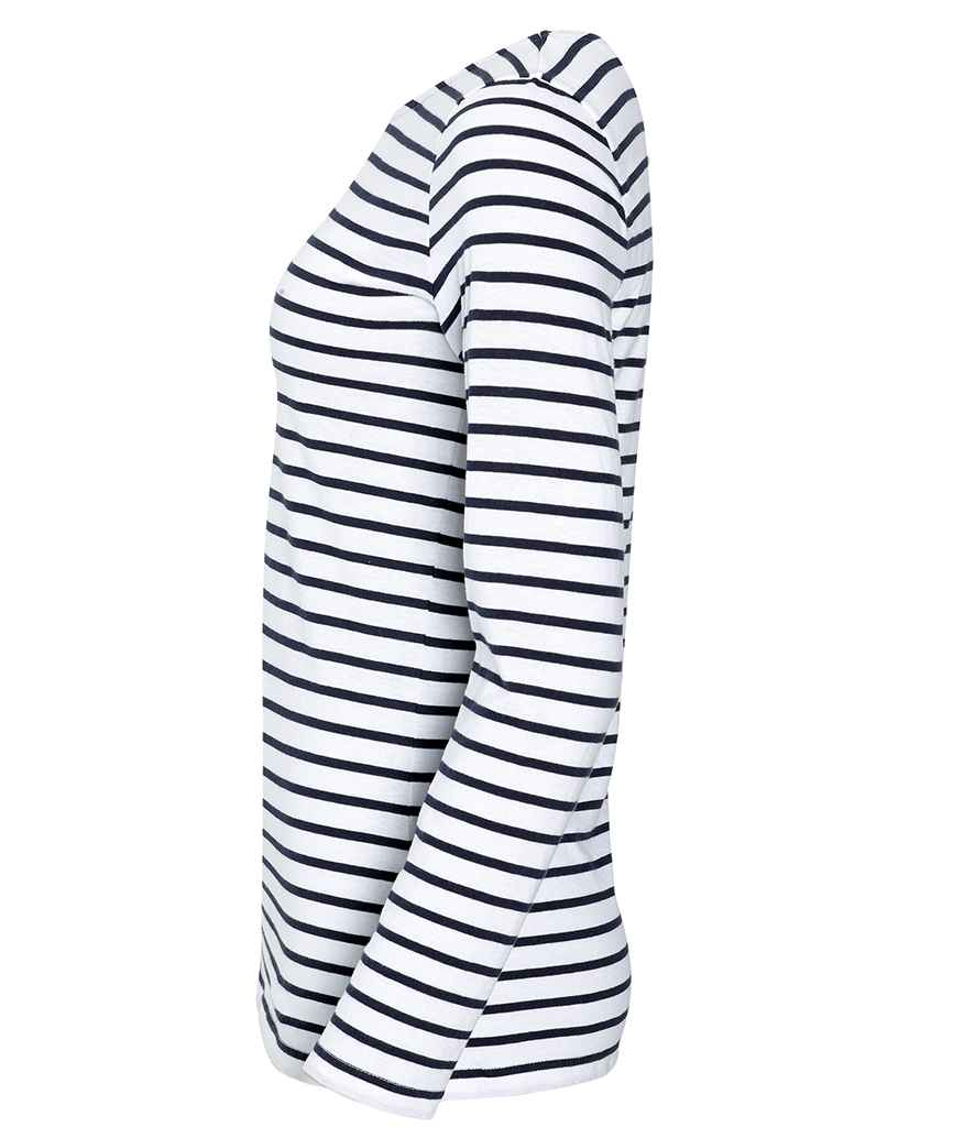 SOL'S Ladies Marine Long Sleeve Striped T-Shirt | White/Navy