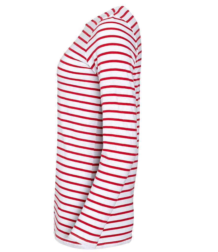 SOL'S Ladies Marine Long Sleeve Striped T-Shirt | White/Red