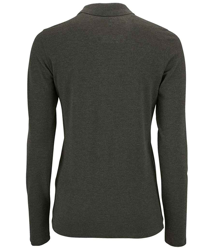 SOL'S Ladies Perfect Long Sleeve Piqué Polo Shirt | Charcoal Marl
