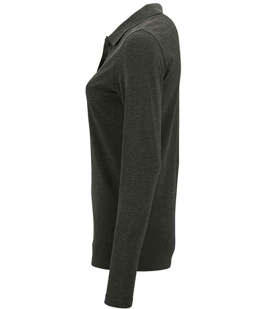 SOL'S Ladies Perfect Long Sleeve Piqué Polo Shirt | Charcoal Marl