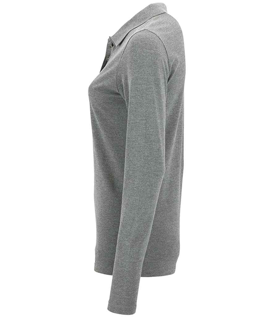 SOL'S Ladies Perfect Long Sleeve Piqué Polo Shirt | Grey Marl