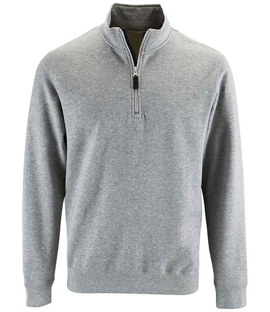 SOL'S Stan Contrast Zip Neck Sweatshirt | Grey Marl