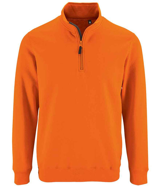 SOL'S Stan Contrast Zip Neck Sweatshirt | Orange