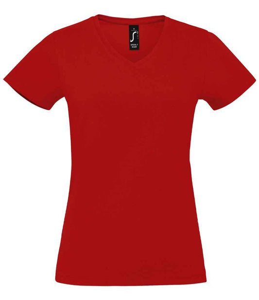 SOL'S Ladies Imperial V Neck T-Shirt | Red