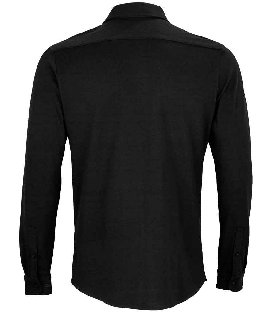 NEOBLU Basile Organic Cotton Long Sleeve Piqué Shirt | Deep Black