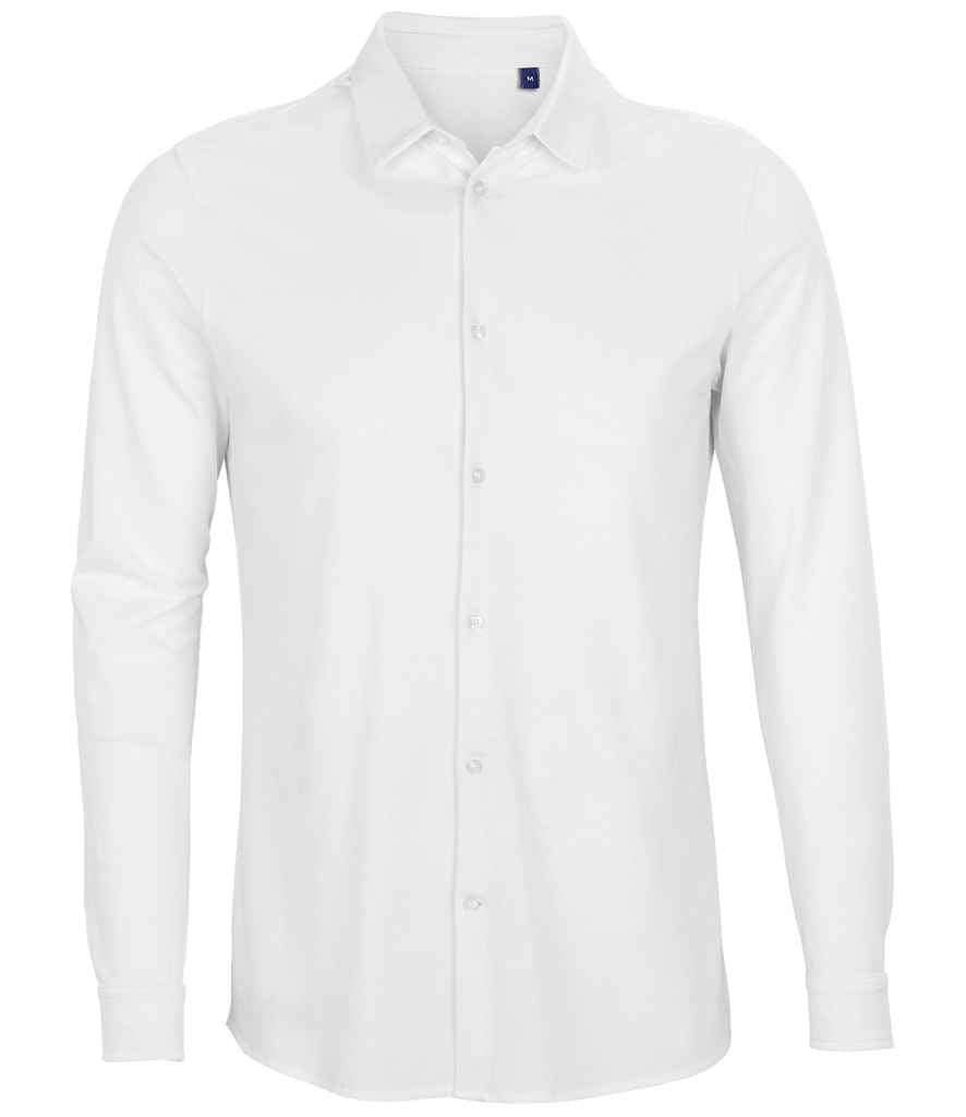 NEOBLU Basile Organic Cotton Long Sleeve Piqué Shirt | Optic White