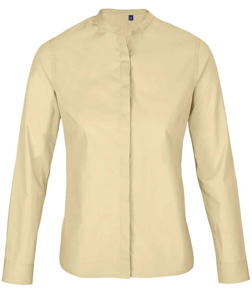 NEOBLU Ladies Bart Mao Collar Long Sleeve Poplin Shirt | Beige