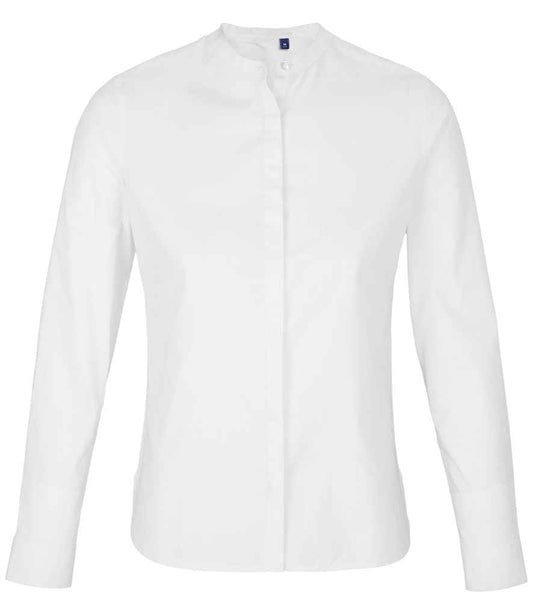 NEOBLU Ladies Bart Mao Collar Long Sleeve Poplin Shirt | Optic White