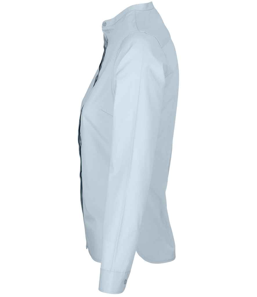 NEOBLU Ladies Bart Mao Collar Long Sleeve Poplin Shirt | Soft Blue