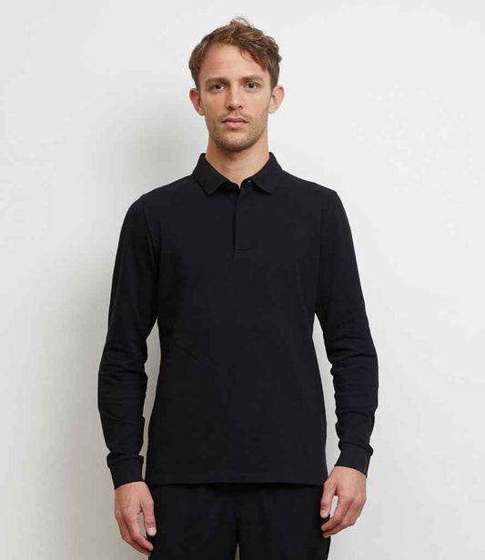 NEOBLU Owen Long Sleeve Piqué Polo Shirt | Deep Black