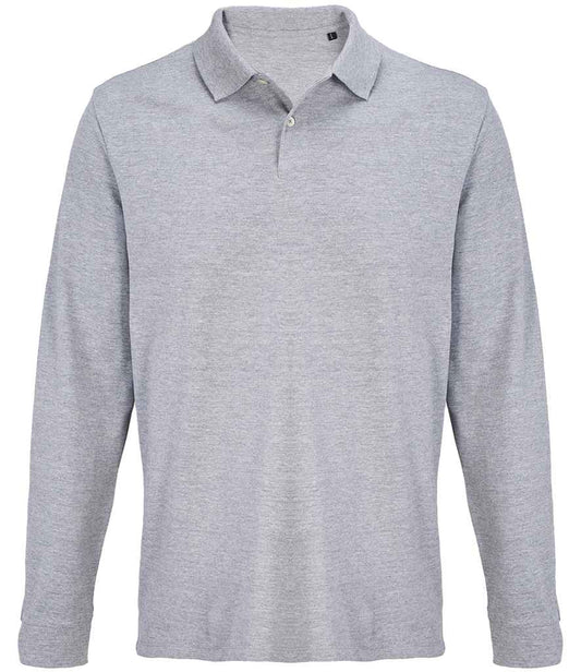 SOL'S Unisex Pacific Long Sleeve Piqué Polo Shirt | Grey Marl