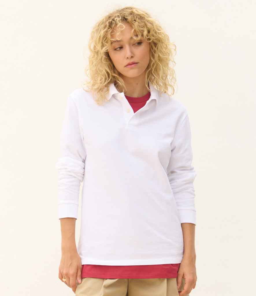 SOL'S Unisex Pacific Long Sleeve Piqué Polo Shirt | White