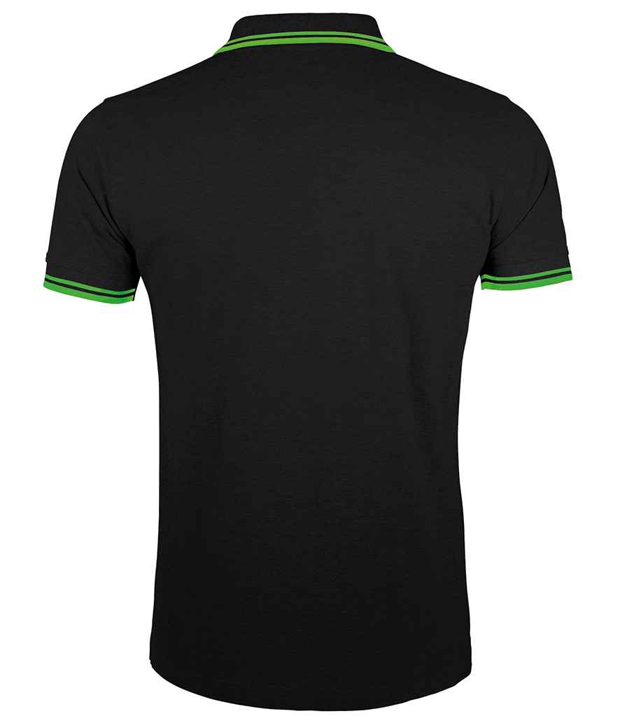 SOL'S Pasadena Tipped Cotton Piqué Polo Shirt | Black/Lime Green
