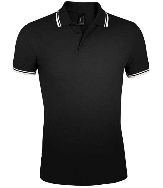 SOL'S Pasadena Tipped Cotton Piqué Polo Shirt | Black/White