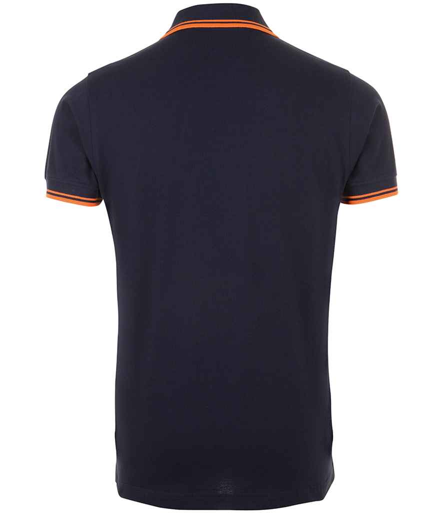 SOL'S Pasadena Tipped Cotton Piqué Polo Shirt | French Navy/Neon Orange