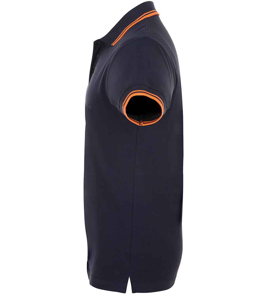 SOL'S Pasadena Tipped Cotton Piqué Polo Shirt | French Navy/Neon Orange