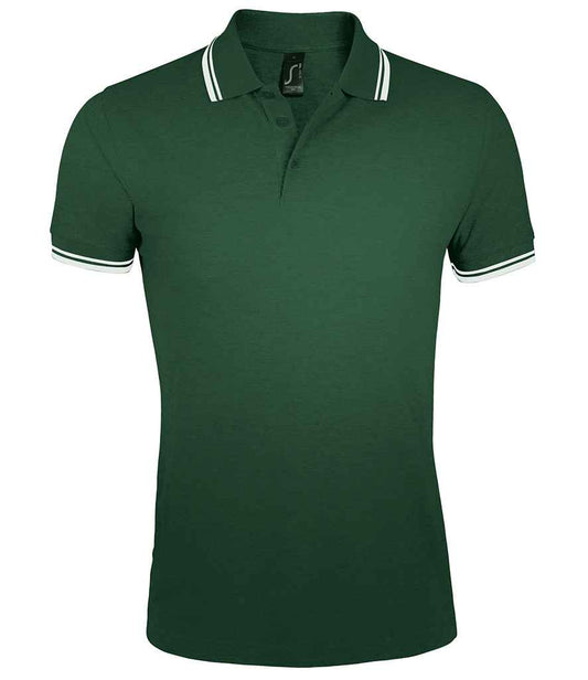 SOL'S Pasadena Tipped Cotton Piqué Polo Shirt | Forest Green/White