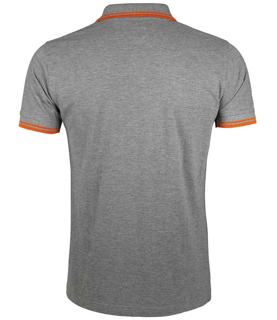 SOL'S Pasadena Tipped Cotton Piqué Polo Shirt | Grey Marl/Orange