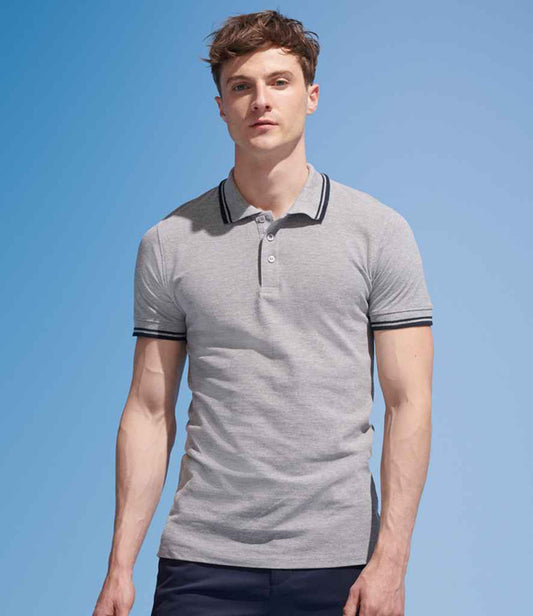 SOL'S Pasadena Tipped Cotton Piqué Polo Shirt | Heather Grey/Navy