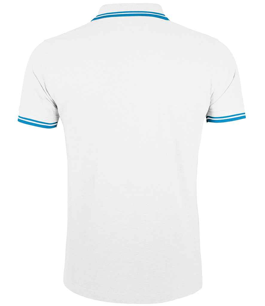 SOL'S Pasadena Tipped Cotton Piqué Polo Shirt | White/Aqua