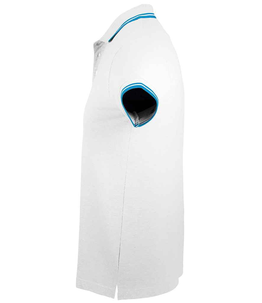 SOL'S Pasadena Tipped Cotton Piqué Polo Shirt | White/Aqua