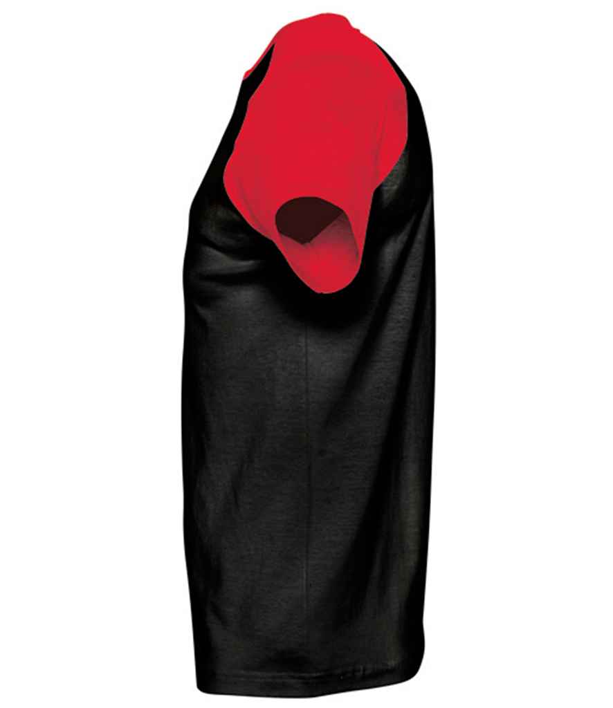 SOL'S Funky Contrast Baseball T-Shirt | Black/Red