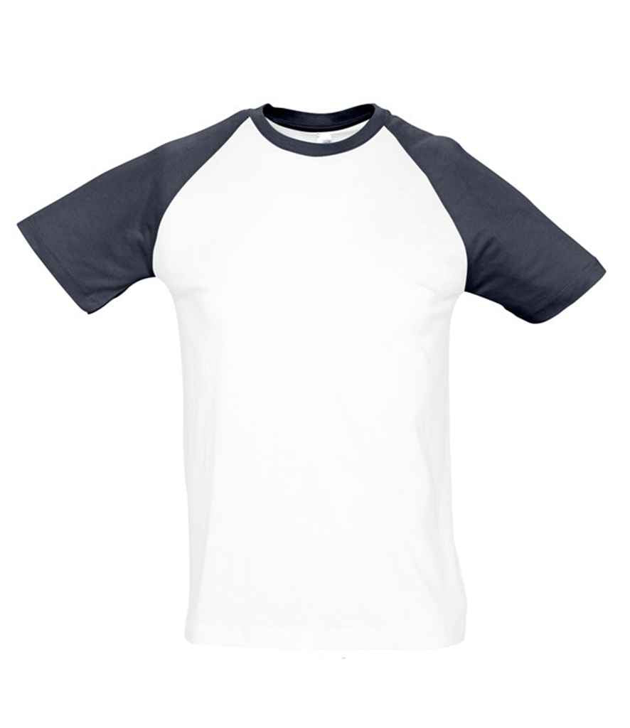 SOL'S Funky Contrast Baseball T-Shirt | White/Navy