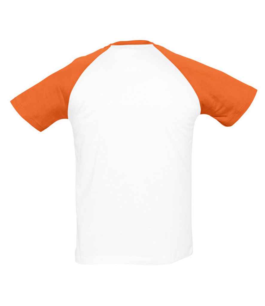 SOL'S Funky Contrast Baseball T-Shirt | White/Orange