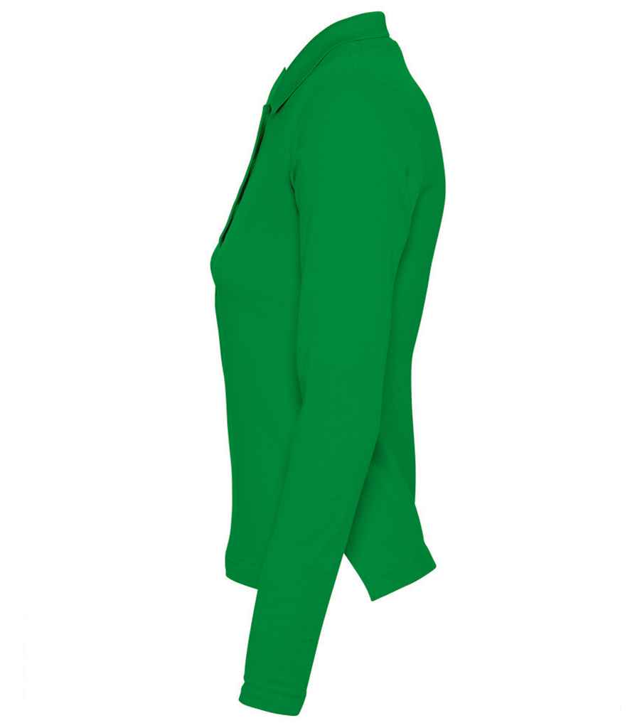 SOL'S Ladies Podium Long Sleeve Cotton Piqué Polo Shirt | Kelly Green