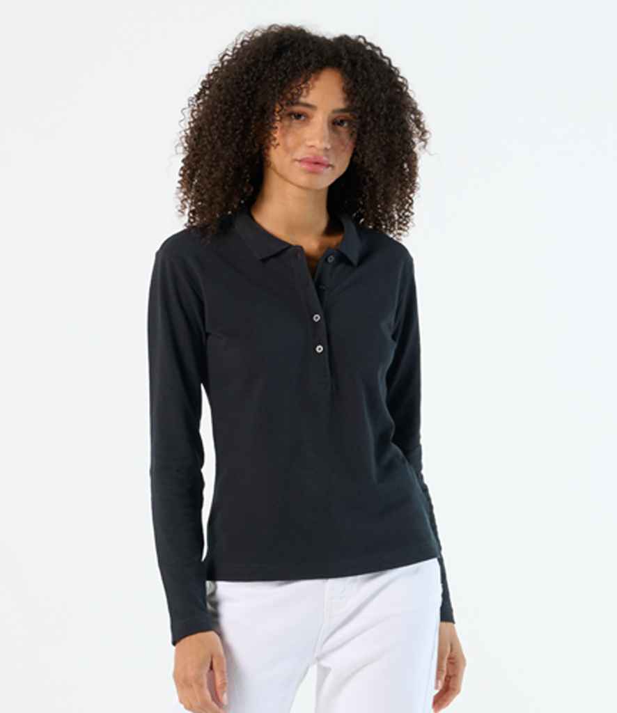 SOL'S Ladies Podium Long Sleeve Cotton Piqué Polo Shirt | Navy