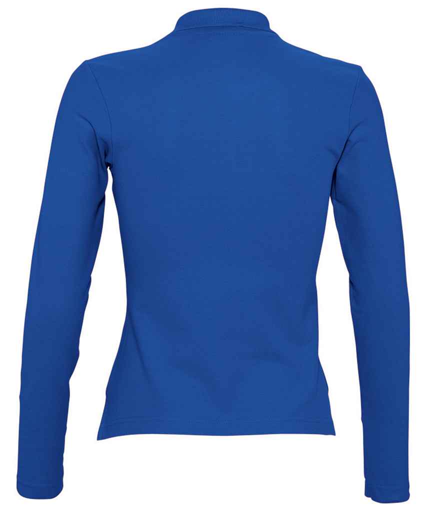 SOL'S Ladies Podium Long Sleeve Cotton Piqué Polo Shirt | Royal Blue