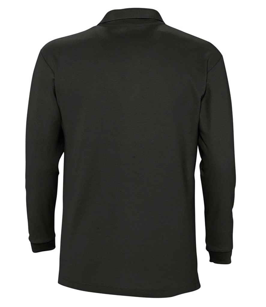 SOL'S Winter II Long Sleeve Cotton Piqué Polo Shirt | Black