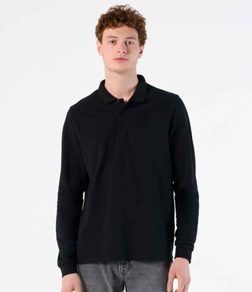 SOL'S Winter II Long Sleeve Cotton Piqué Polo Shirt | Black