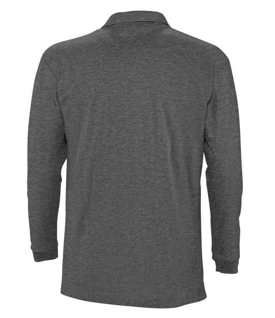 SOL'S Winter II Long Sleeve Cotton Piqué Polo Shirt | Charcoal Marl