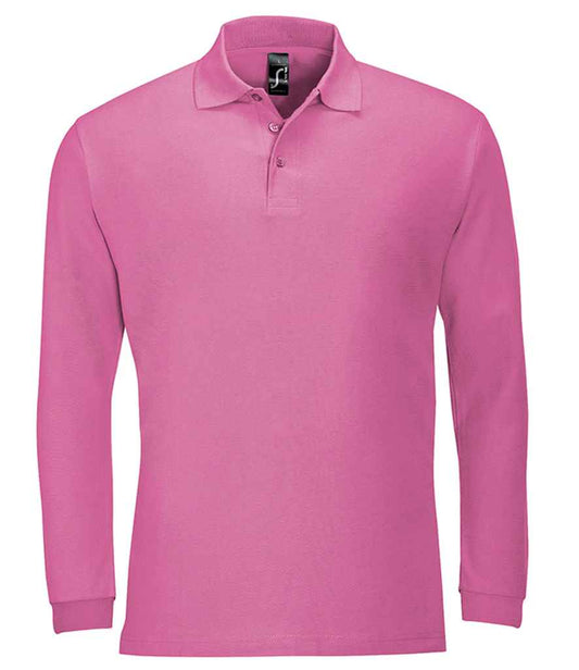 SOL'S Winter II Long Sleeve Cotton Piqué Polo Shirt | Flash Pink