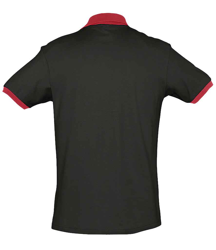 SOL'S Prince Contrast Cotton Piqué Polo Shirt | Black/Red