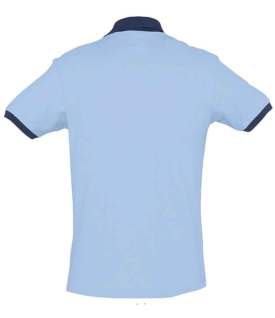 SOL'S Prince Contrast Cotton Piqué Polo Shirt | Sky Blue/French Navy